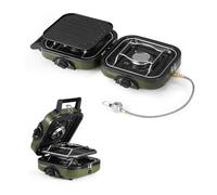 Naturehike Folding Gas Stove Camping Stove 2 Burner Foldable with Carry Bag Stove Portable Pan 2 in 1 Gas Camping Stove for Outdoor Camping Picnic BBQ