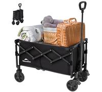 Naturehike Folding Hand Trolley, Load Capacity 120 kg, Extra Large Capacity Outdoor Foldable Utility Cart with Adjustable Trolley for Camping, Shopping, Beach, Black