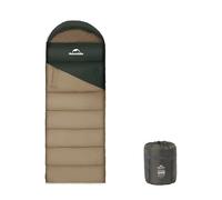 Naturehike Sleeping Bag with Hood Blanket Sleeping Bag for Camping, Lightweight and Comfortable, Ideal for Outdoor Adventures and Travel (Dark Green and Brown/Right (3.9~-1.3℃))