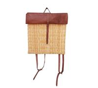 NATUREHOME Handmade Backpack Made of Natural Reed Leaf & High-Quality Goat Leather - Sustainable Mini Backpack for Everyday, Leisure & Travel, Lightweight, Robust & Stylish