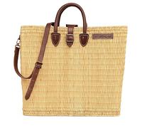 NATUREHOME Shoulder Bag Made of Reed with Removable Shoulder Strap and Leather Strap Closure Made of Goatskin in Various Sizes, natural, 44x18x31cm