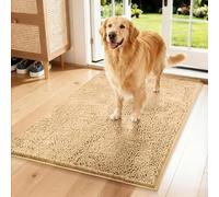 Naturei Absorbent Dog Door Mat for Muddy Paws, 120" x 36" Soft Chenille Indoor Dog Mat, Trap Dirt Mud Mat for Dogs, Non Slip Washable Pet Rug for Entryway, Beige