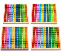 Natureich 4 x Calculation Board - 1 x 1, Division, Plus, Minus, Multiplication Board, Learning for Primary Students, Multiplication Board, Wooden Cube Board