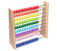 Natureich Abacus Arithmetic Frame - Educational toy made of wood, beech, for primary school pupils, 100 wooden arithmetic board, colourful balls with tasks learning for arithmetic professionals