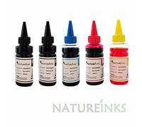 Natureinks 500ml Universal Refill (200ml x Black, 100ml x Cyan, 100ml x Magenta, 100ml x Yellow Ink dye kit Bottles for CISS or Refillable Cartridge