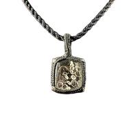Naturel Turritella Agate Gemstone Thread Pendant Necklace Square Shape With Leather Cord Chain Unique Fossil Handmade Jewelry Ancient Energy Protection Locket |LK_SGMP_0447