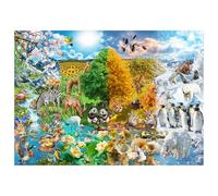 Naturelish Jigsaw Puzzle for Adults 1000 Pieces, Four Seasons Scenery with Different Animals, Colorful Landscape Nature Scene Art Puzzle, Challenging Game for Family Friends Display, 20x27 Inches