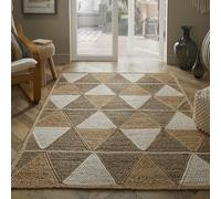 NATURELLE | Prestbury Natural Geo Handbraided Jute Rug | Reversible Durable Design | Rustic Eco-Friendly Geometric Pattern Rug | Indoor and Sheltered Outdoor Use | 120x170cm