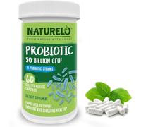 NATURELO Probiotic - Ultra Strength - 50 Billion CFU - 11 Lacto & Bifido Strains - One Daily - Gut-Friendly Bacteria - No Refrigeration Needed - 60 Vegan Capsules | 2 Month Supply