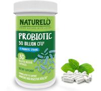 NATURELO Probiotic - Ultra Strength - 50 Billion CFU - 11 Lacto & Bifido Strains - One Daily - Gut-Friendly Bacteria - No Refrigeration Needed - 30 Vegan Capsules | 1 Month Supply