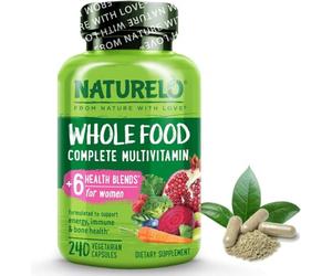 NATURELO Whole Food Multivitamin for Women | Gentle Iron | 240 Capsules