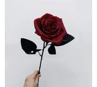 NatureMan 10pcs Halloween Artificial Rose Flower,No Fade black roses,Single Stem Fake Silk Rose Bouquets for DIY Home Decoration Bridal Wedding Bouquet Halloween Decoration (Dark red)