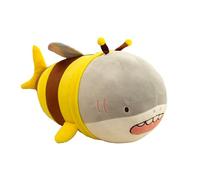 NatureMan 14inch Yellow Bee Plush Pillow, Anime Bee Shark Plushie Doll, Soft Shark Stuffed Toy, Kids Plush Pillow