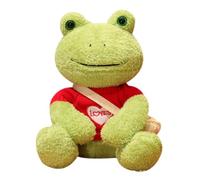 NatureMan 25cm Cute Plush Frog Stuffed Animal with Red Heart Sweater and backpack,Super Soft Cuddle Frog Plush Doll, Gift for Kids & Adults
