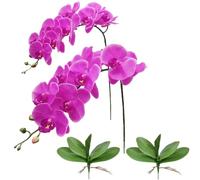 NatureMan 2pcs Artificial Orchid Stems Real Touch Simulation Phalaenopsis Branches 9 Large Blooms 38 Inches Tall for Home Wedding Party Decoration (Purple)
