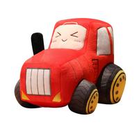 NatureMan 30cm Car Plush Tractor Stuffed Cushion Truck Toy Cartoon Tractor Plush Pillow, Excellent Gifts for Kids Birthday Christmas Party (Red)