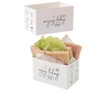 NatureMan 50 Pack Paper Take Out Containers Sandwich Take Out Boxes,Mini Burger Boxes,Toast Holding Bread Tray for Food Containers,Restaurant, Picnic (Enjoy)