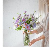NatureMan 6 Pcs Artificial Daisy Flowers Outdoor Silk Flower Artificial Wild flowers UV Resistant Faux Flowers for Arrangements Home Table Centerpieces Indoor Garden Decoration (White,blue,Purple)