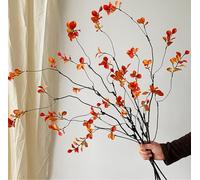 NatureMan 90cm 5Pcs Artificial Ficus Branches,Fall Fake Greenery Stems Branches for Vase Filler Home Decor Table Centerpieces Garden Decoration (Orange)