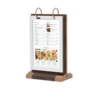 NatureMan A4 Walnut Wood Sign Holder Vertical Table Card Flip Display 6 Pages(12 Sides),Double Sided Flyer Display Frame with Base,Table Card for Store Restaurant Menu Retail Show Fair (8.5x11)