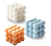 NatureMan Bubble Candles-Cube Soy Wax Candles, Home Aesthetics Decoration Candles, Handmade Scented Candle Set 3Pieces, Home Use or Gifting(White+Pink+Blue)