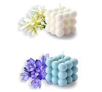 NatureMan Pack of 2 Bubble Candles - Smokeless Cubed Soy Scented Candles, Aesthetic Home Decor Candles, Home Use and Gifting (White+Blue)