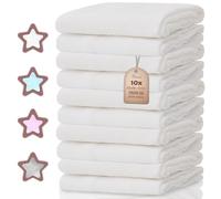 NatureMark 10-Pack Baby Muslin Cloths - 100% Cotton - Soft and Absorbent Cloths for Nursing & Baby Care, Diapers, Swaddles & Washcloths - White, 70 x 70 cm
