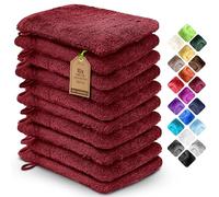 NatureMark 10 x Terry Cloth Wash Mitts 100% Cotton - Soft and Robust, Ideal for Daily Care and Guests - Bordeaux Red, 15 x 21 cm