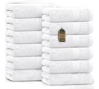NatureMark 12 Guest Towels, 100Percent Cotton, White, Pack of 12-30 x 50 cm