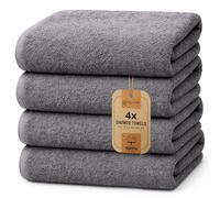 NatureMark Terry Bath Towels, 100Percent Cotton, Anthracite Gray, Pack of 4-70 x 140 cm