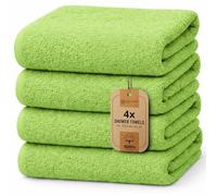 NatureMark Terry Bath Towels, 100Percent Cotton, Apple Green, Pack of 4-70 x 140 cm