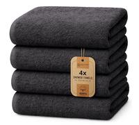 NatureMark 4-Piece Large Towel Set - 100% Cotton, Soft, Absorbent and Durable Bath Towels for Home, Spa, Gym - 70 x 140 cm, Black