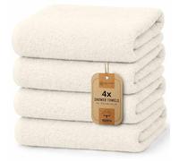 NatureMark 4-Piece Bath Towel Set - Soft & Absorbent Cotton Shower Towels for Everyday Use, Natural/Cream, 70 x 140 cm