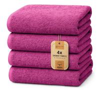 NatureMark 4-Piece Bath Towel Set - Soft & Absorbent Cotton Shower Towels for Everyday Use, Pink, 70 x 140 cm