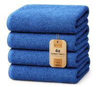 NatureMark 4-Piece Large Towel Set - 100% Cotton, Soft, Absorbent and Durable Bath Towels for Home, Spa, Gym - 70 x 140 cm, Royal Blue
