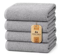 NatureMark 4-Piece Bath Towel Set - Soft & Absorbent Cotton Shower Towels for Everyday Use, Silver Grey, 70 x 140 cm