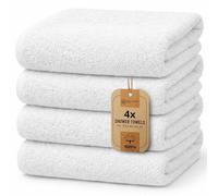 NatureMark 4-Piece Large Towel Set - 100% Cotton, Soft, Absorbent and Durable Bath Towels for Home, Spa, Gym - 70 x 140 cm, White
