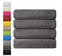 NatureMark Terry Bath Towels, 100Percent Cotton, Anthracite Gray, Pack of 4-70 x 140 cm