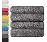 NatureMark Terry Bath Towels, 100Percent Cotton, Anthracite Gray, Pack of 4-70 x 140 cm