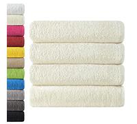 NatureMark 4-Piece Large Towel Set - 100% Cotton, Soft, Absorbent and Durable Bath Towels for Home, Spa, Gym - 70 x 140 cm, Natural/Cream