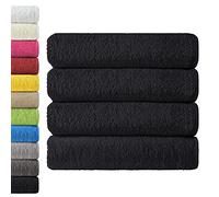 NatureMark 4-Piece Large Towel Set - 100% Cotton, Soft, Absorbent and Durable Bath Towels for Home, Spa, Gym - 70 x 140 cm, Black