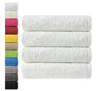 NatureMark 4-Piece Large Towel Set - 100% Cotton, Soft, Absorbent and Durable Bath Towels for Home, Spa, Gym - 70 x 140 cm, White
