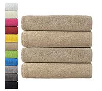 NatureMark Bath Towels, Cotton, Sand/Beige, 4er Pack 70x140cm