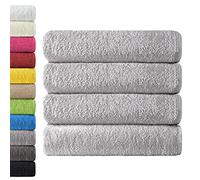 NatureMark 4-Piece Large Towel Set - 100% Cotton, Soft, Absorbent and Durable Bath Towels for Home, Spa, Gym - 70 x 140 cm, Silver Grey
