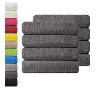 NatureMark 8 Hand Towels, 50 x 10 cm, 100% Cotton, Anthracite Gray