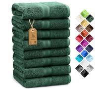 NatureMark 8 Hand Towels, Cotton, Dark Green, Pack of 8-50 x 100 cm