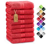 NatureMark 8 Hand Towels, Cotton, Red, Pack of 8-50 x 100 cm