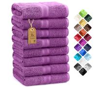 NatureMark 8 Hand Towels Set - 100% Cotton - Soft and Absorbent Bathroom Towels, Durable and Comfortable, Size 50 x 100 cm, Purple