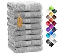 NatureMark 8 Hand Towels, 100% Cotton, Silver Gray, Pack of 8-50 x 100 cm