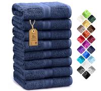 NatureMark 8 Hand Towels Set - 100% Cotton - Soft and Absorbent Bathroom Towels, Durable and Comfortable, Size 50 x 100 cm, Navy Blue